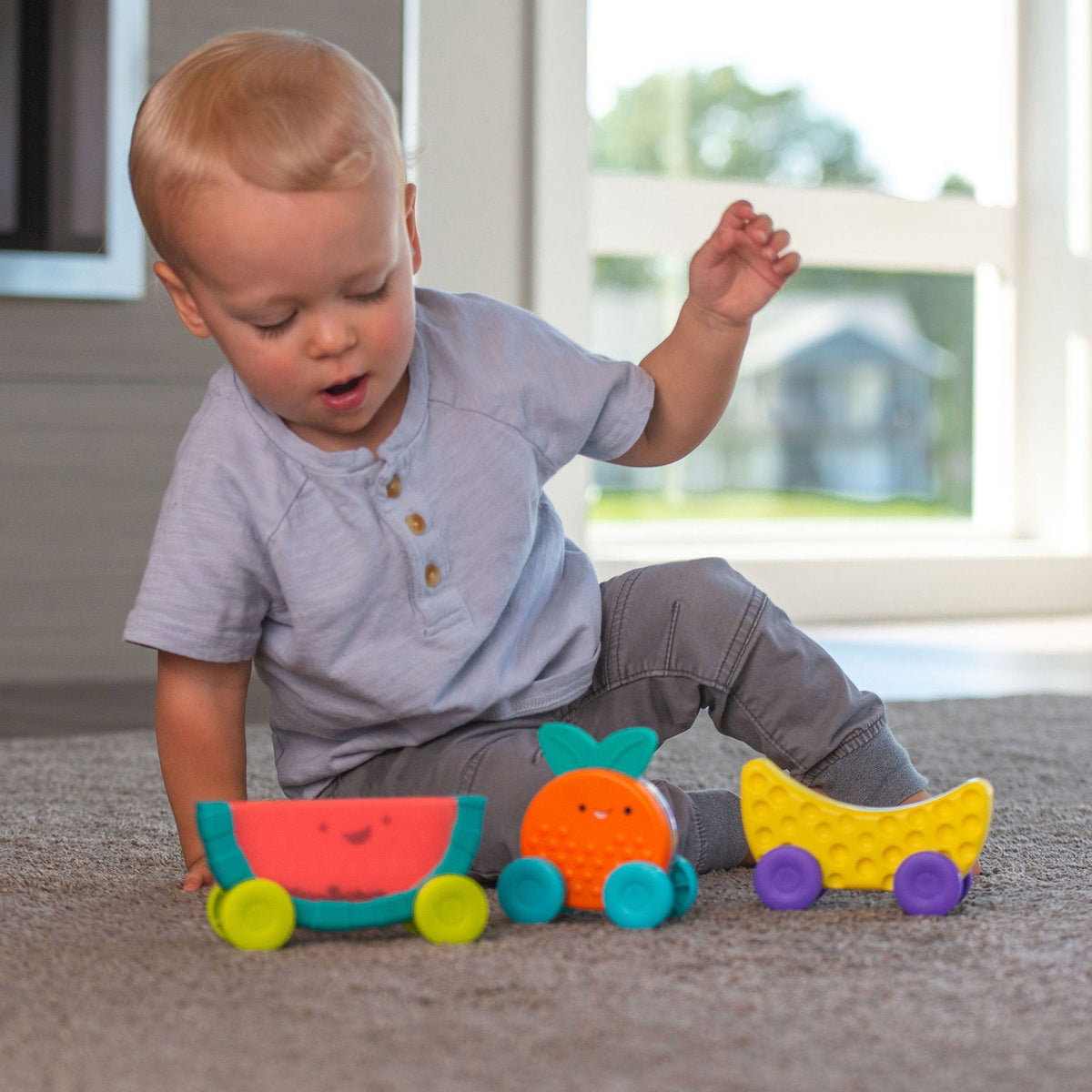 Stacking Fruit Action Cars